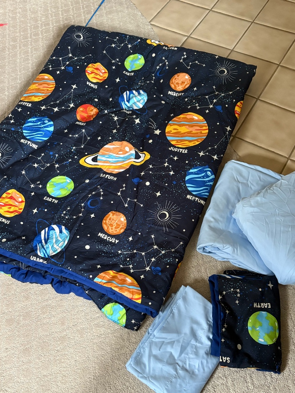 Twin size boys, comforter and sheets